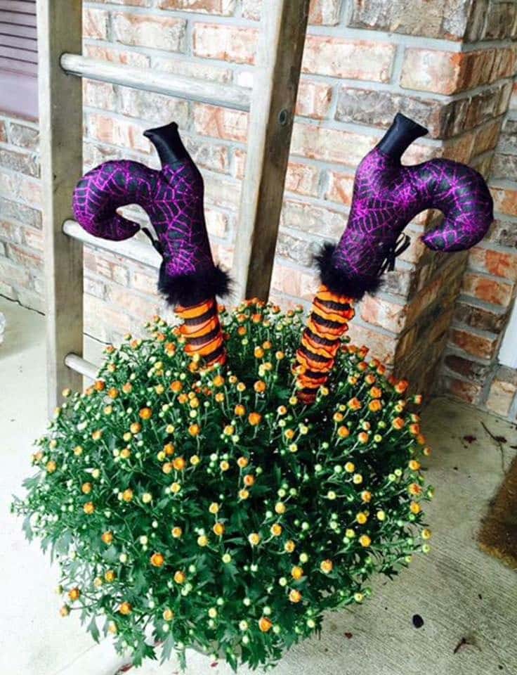 DIY Wicked Witch Legs Halloween Front Lawn Bush Decor