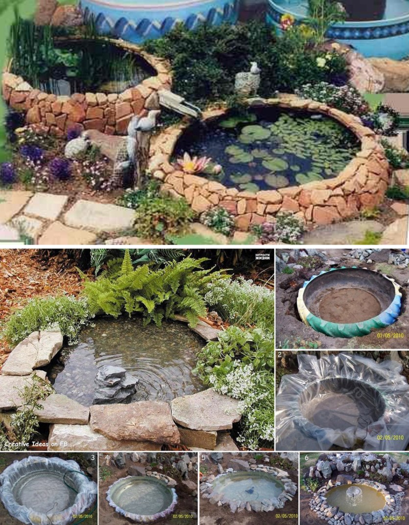 Backyard DIY Pond from Old Tires