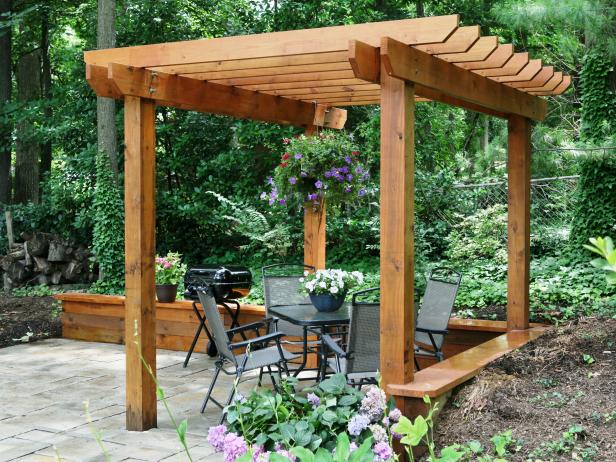 Unattached Brown Pergola Idea