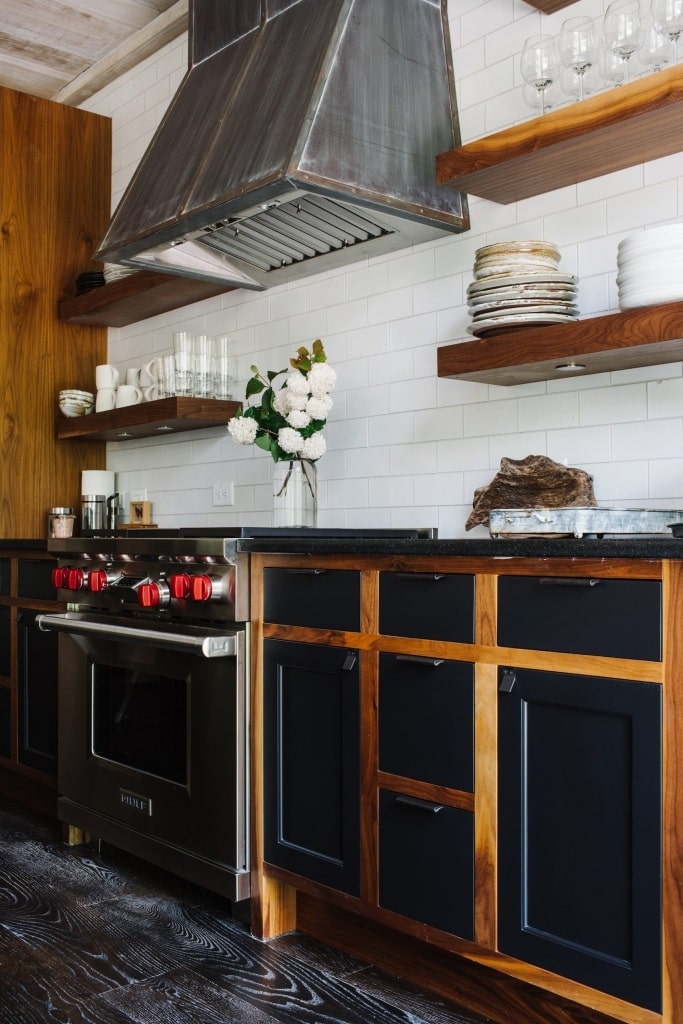 Black or Dark Wood Kitchen Cabinets