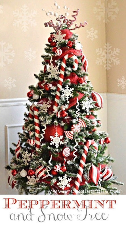 Peppermint and Snow Christmas Tree