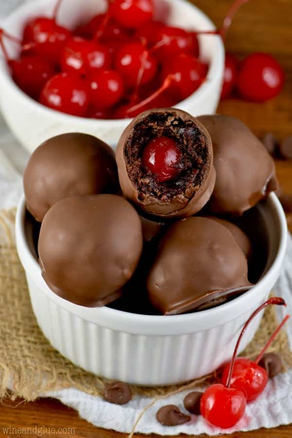 Chocolate Covered Cherry Brownie Bombs