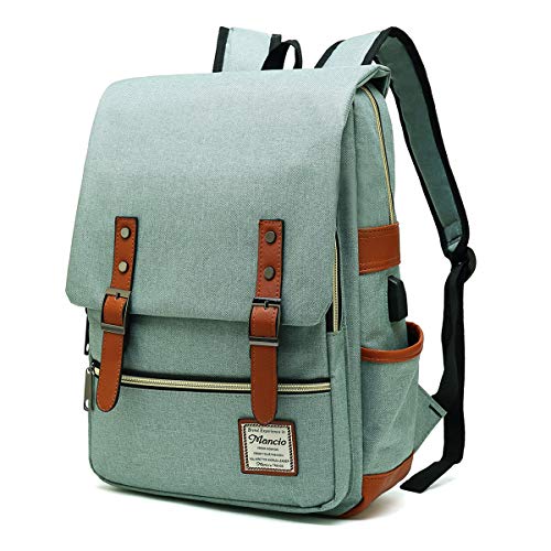MANCIO Slim Vintage Laptop Backpack For women,Men For Travel, College,School Dayparks, Fits up to 15.6Inch Macbook