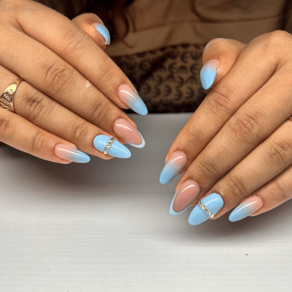 Extra Long Coffin Fake Nails Ballet False Nail Matte Ombre Baby Blue  Butterfly Printing Press On Nails With Designs Acrylic Full Cover False  Nails For | Fruugo IE