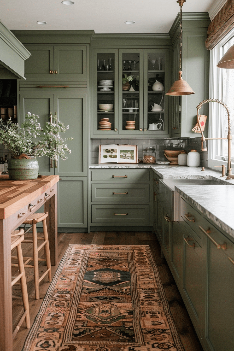 50+ Kitchens with Green Cabinets and Wood Accents