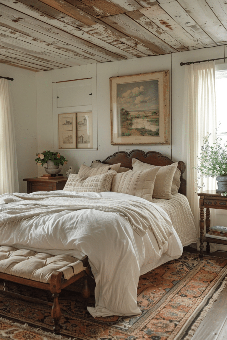 80+ Vintage Farmhouse Bedroom Ideas
