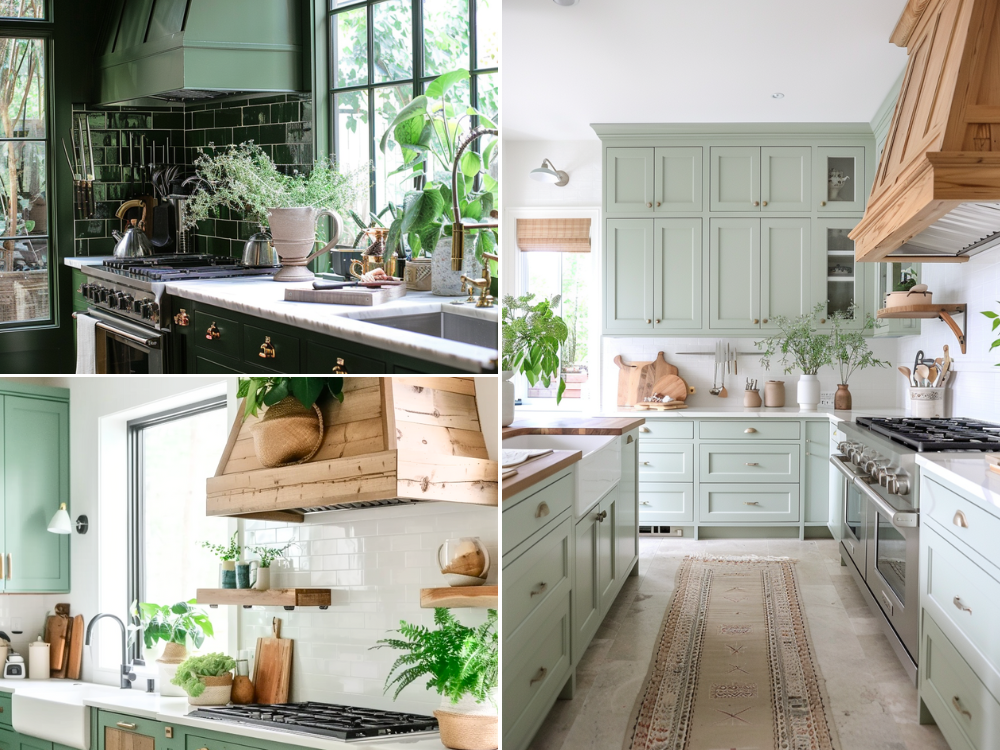 50+ Kitchens with Green Cabinets and Wood Accents