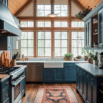 modern farmhouse kitchens with blue cabinets (1)