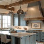 modern farmhouse kitchens with blue cabinets (10)