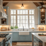 modern farmhouse kitchens with blue cabinets (11)