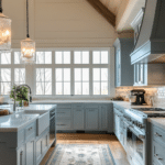 modern farmhouse kitchens with blue cabinets (12)