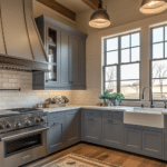 modern farmhouse kitchens with blue cabinets (13)