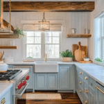 modern farmhouse kitchens with blue cabinets (15)