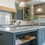 modern farmhouse kitchens with blue cabinets (16)