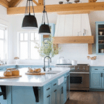 modern farmhouse kitchens with blue cabinets (17)