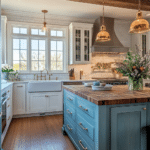modern farmhouse kitchens with blue cabinets (18)