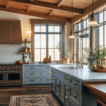 modern farmhouse kitchens with blue cabinets (19)