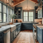modern farmhouse kitchens with blue cabinets (2)