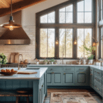 modern farmhouse kitchens with blue cabinets (20)
