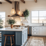 modern farmhouse kitchens with blue cabinets (21)