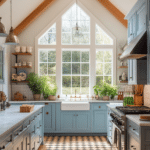 modern farmhouse kitchens with blue cabinets (26)