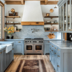 modern farmhouse kitchens with blue cabinets (27)