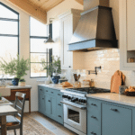 modern farmhouse kitchens with blue cabinets (29)