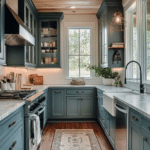 modern farmhouse kitchens with blue cabinets (3)