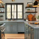 modern farmhouse kitchens with blue cabinets (31)