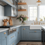 modern farmhouse kitchens with blue cabinets (33)
