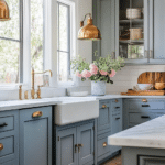 modern farmhouse kitchens with blue cabinets (34)