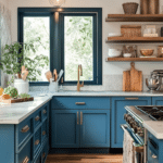 modern farmhouse kitchens with blue cabinets (36)