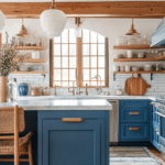 modern farmhouse kitchens with blue cabinets (38)