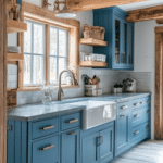 modern farmhouse kitchens with blue cabinets (39)