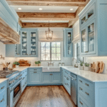 modern farmhouse kitchens with blue cabinets (40)