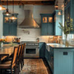 modern farmhouse kitchens with blue cabinets (5)