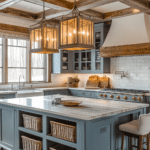 modern farmhouse kitchens with blue cabinets (6)