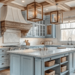 modern farmhouse kitchens with blue cabinets (7)