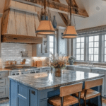modern farmhouse kitchens with blue cabinets (9)